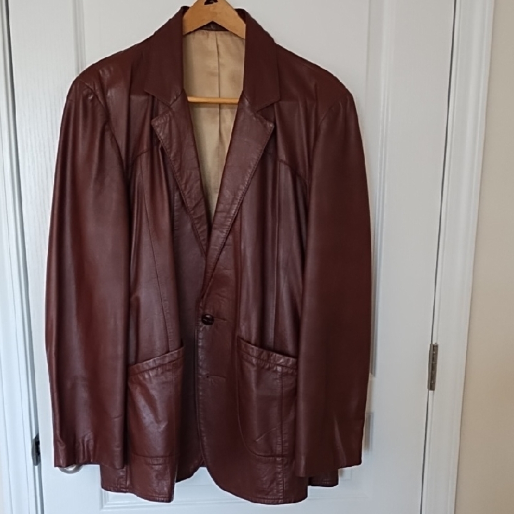 Vagabond Leathers Of New Hampshire Men's Jacket Size 44 Large Vintage Warm Brown